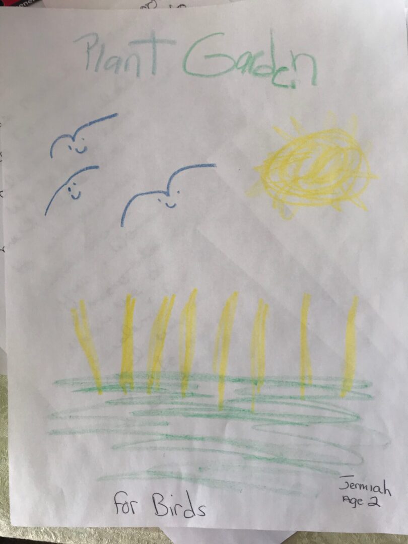 A child’s drawing of a garden