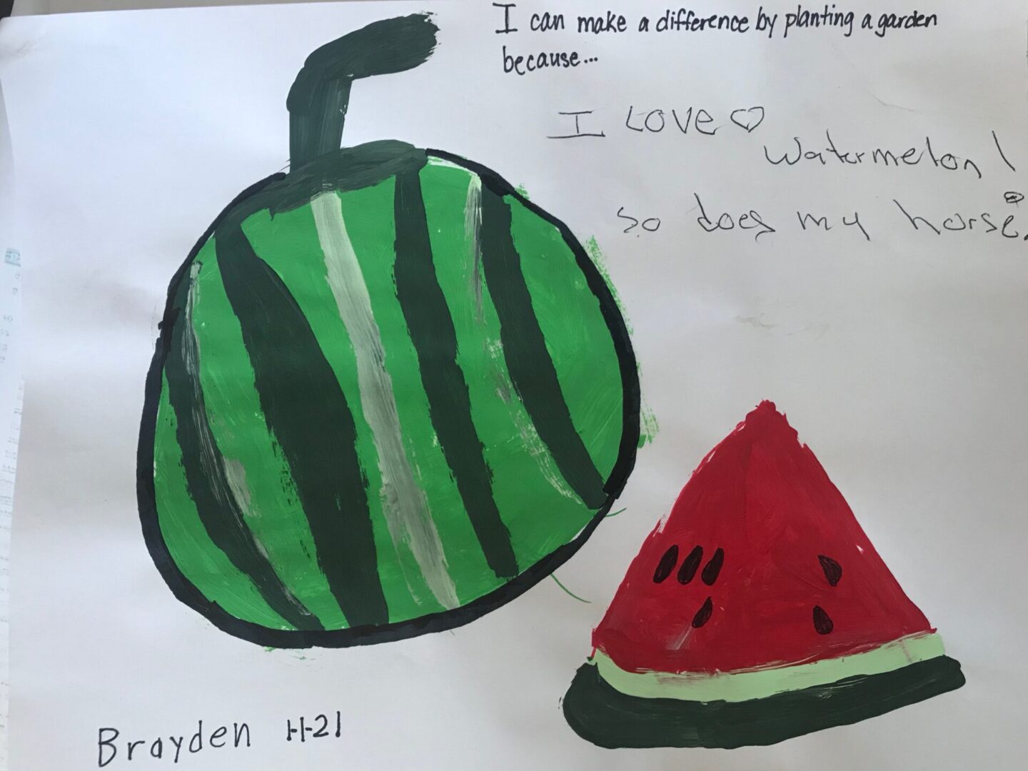 A child’s drawing of watermelons